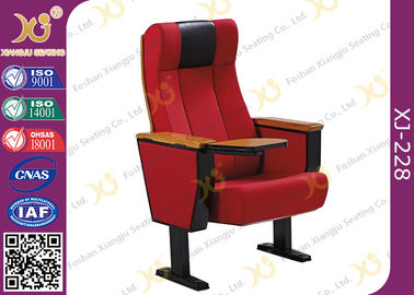 China Floor Mounted Leg Commercial Theater Seating Chairs With Wood Armrest Plywood Shell supplier