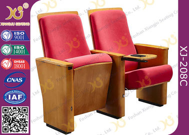 China Conference Hall / Church Auditorium Chairs Wooden With Folding Writing Table supplier