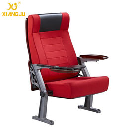China Public Interior PU / Wooden Armrest Auditorium Chairs With Folded ABS Writing Table supplier