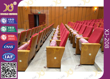 China Eco - friendly Wooden Armrest Auditorium Folding Theater Seats With Row Number Rectangular Shape ​ supplier