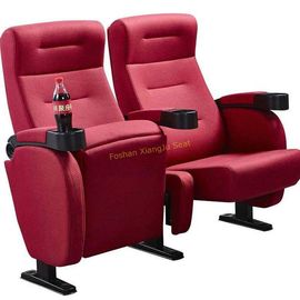 China Fire Resistant Red Fabric Folding Movie Theater Chairs Tip Up By Gravity supplier