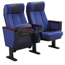 China Aluminum Legs Fabric Tip Up Auditorium Chairs With Book Net / Cup Holder supplier