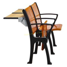 China Walnut Wood Interlocked Folding Up Metal Leg Amphitheater Chairs With Hidden Table supplier