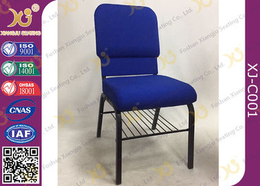 China Padded Hotel Seating Metal Stackable Church Hall Chairs With Logo / Interlock supplier