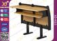 Double Person College School Desk And Chair, Wood Campus Bench And Table For Sudent supplier
