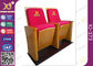 High back  red Auditorium Seats with wooden side board company logo supplier