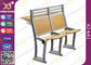 Aluminium Frame Floor Mounded Classroom Desk And Chair Set For Students With Book Net supplier