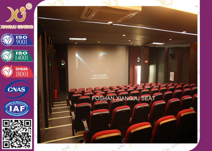 4d Metal feet cinema seating chairs , plastic armrest with cupholder  Cushion Theater Chairs