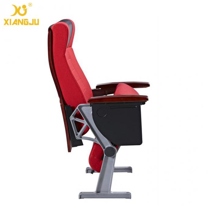 Public Interior PU / Wooden Armrest Auditorium Chairs With Folded ABS Writing Table