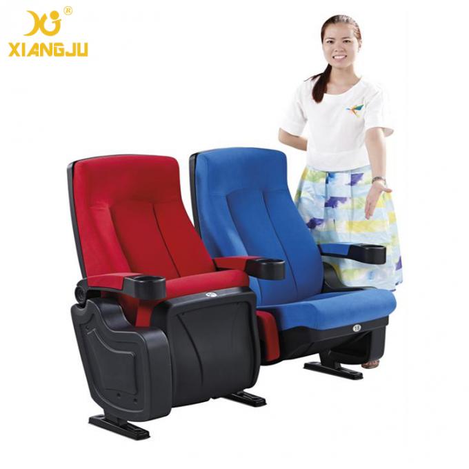Geniune Leather High Density Molded Foam Movie Theater Seats With Cup Holder