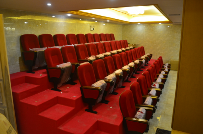 Embroidery Customized Wooden Back & Seat Conference Hall Chairs With 5 Years Warranty