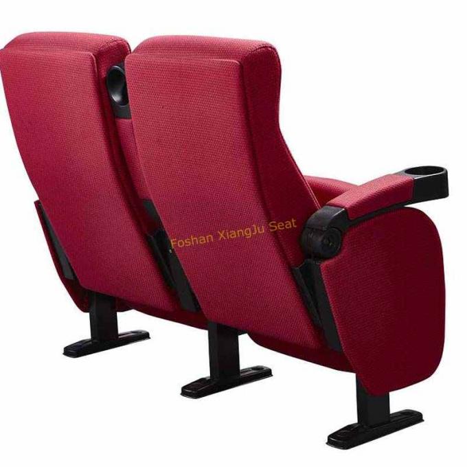 Fire Resistant Red Fabric Folding Movie Theater Chairs Tip Up By Gravity