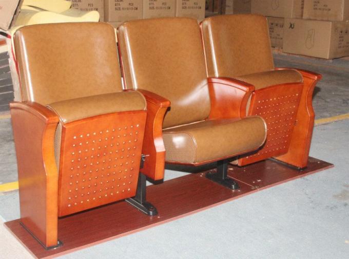 Wooden Small Leather Lecture Hall Seating Folded Chairs For Conference Room