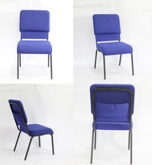 Padded Hotel Seating Metal Stackable Church Hall Chairs With Logo / Interlock