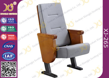 China Heavy Duty Foldable Tablet Library Auditorium Chairs With Wooden Arm Surface Finish supplier
