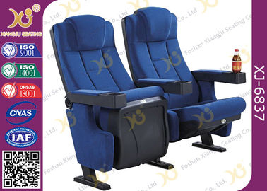 China Molded PU Foam Gravity Fold Up Theatre Seating Chairs Fabric Cover With Push Back supplier