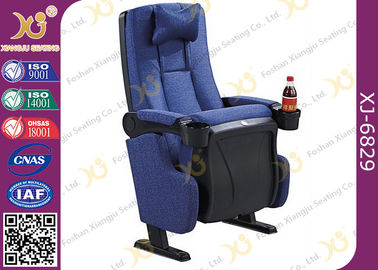 China Gravity Recovery Fabric Surface Cinema Theater Chairs Folding Up With Cup Holder supplier