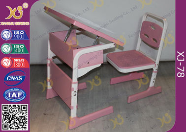 China Single Student Childs School Desk And Chair With Adjustable White Sketch Board supplier
