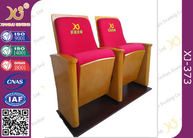 China High back  red Auditorium Seats with wooden side board company logo supplier