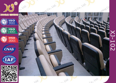 China Simple design folding plastic auditorium chairs with writing tablet on chair back supplier