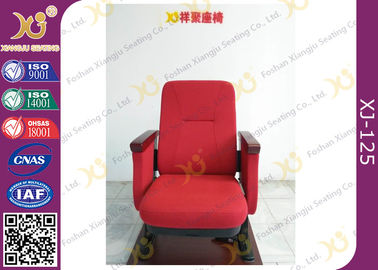 China PP Shell for audience chairs , fixed leg retractable auditorium theater seating in red color supplier