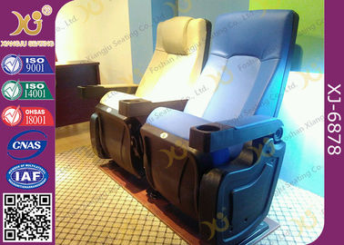 China PU Leatherette Cover Polyurethane Foam Theatre Chairs With Plastic Drink Holder supplier