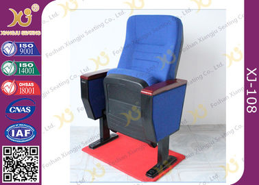 China Blue Folded Plastic Theater Auditorium Chairs / Auditorium Seats With Writing Pad supplier