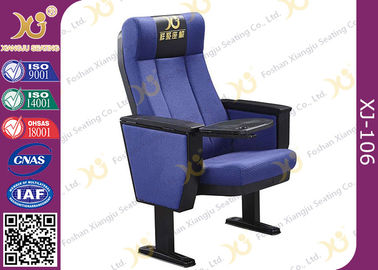 China Black PU Polyurethane Armrest Church Auditorium Chairs With ABS Folding Table supplier