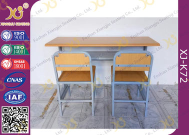 China Customized Size Double Student Desk And Chair Set For School Kids with Plywood + Steel Material supplier