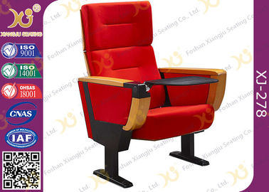 China Red Fabric Cover Stadium Theatre Seating Chairs With Drink Holder / Folded Movie Seats supplier