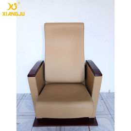 China Real Leather Standard Soft Auditorium Chairs 6.5MM Width Armrest Tip Up Seat supplier