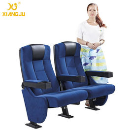 China Cold Rolled Steel Legs PP Injection Fold Armrest PU Mould Foam Movie Theater Chairs supplier