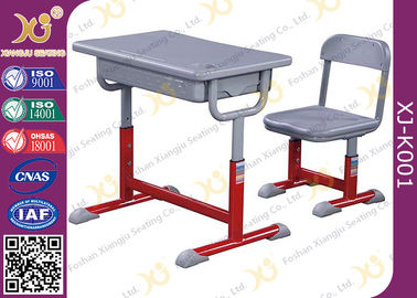 China Iron Structure Primary Student Kids School Table And Chairs With Non Slip Feet supplier