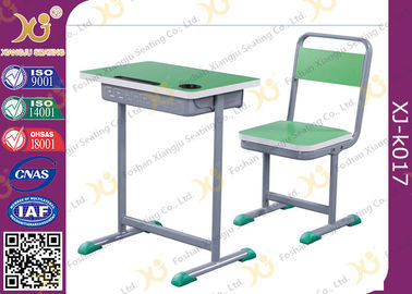China Height Adjustable Wooden Top Student Table And Chair Set With Book Hook supplier