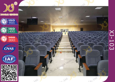 China Upholstery Cold - Rolled Steel Footrest Audience Seating Chairs With Writing Tablet supplier