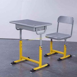 China Adjustable Metal Middle School Student Table And Chair With Iron / Aluminum Frame supplier