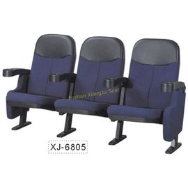 China Blue Or Red Cinema Theater Chairs , Movable PP Armrest Fold Up Fabric Auditorium Chairs supplier