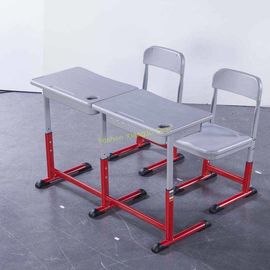 China Durable HDPE Metal Material Double Desk And Chair Set Customized Color supplier
