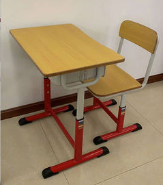 China Ergonomic School Desk And Chair 650*450MM Wood Table Top Adjustable Steel Tube supplier