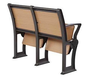 China Mooden Folded School Desk And Chair For Double Student Aluminum Alloy Foot supplier