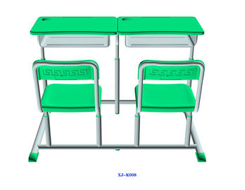 China Mint Green Student Desk And Chair Set HDPE Iron Adjustable School Furniture supplier