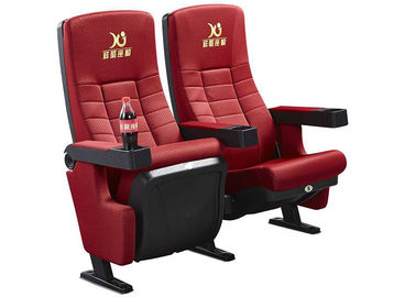China Red Fabric XJ-6819 Fixed Leg Movie Cinema Chairs With Movable Amrest supplier