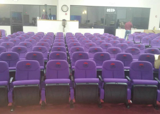 China Blue Folding Lecture Theater Hall Seats Small Back  Auditorium Church Chairs For Sale supplier