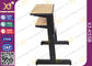 Oval Steel Tube Folding College Classroom Furniture / Wood Classroom Table supplier