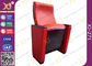 Red Leather Wood Cover Auditorium Style Seating With Solid Wood Armrest supplier