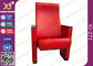 Red Leather Wood Cover Auditorium Style Seating With Solid Wood Armrest supplier