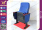 Blue Folded Plastic Theater Auditorium Chairs / Auditorium Seats With Writing Pad supplier