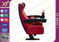 Tipping Seat Plastic Components PU Cinema Theater Chairs With Drink Holder supplier