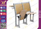 Plywood School / College Classroom Furniture Connected Table And Chair supplier