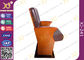 Brown Leather Low Back Auditorium Chairs With Self Weight Retracting Seat supplier